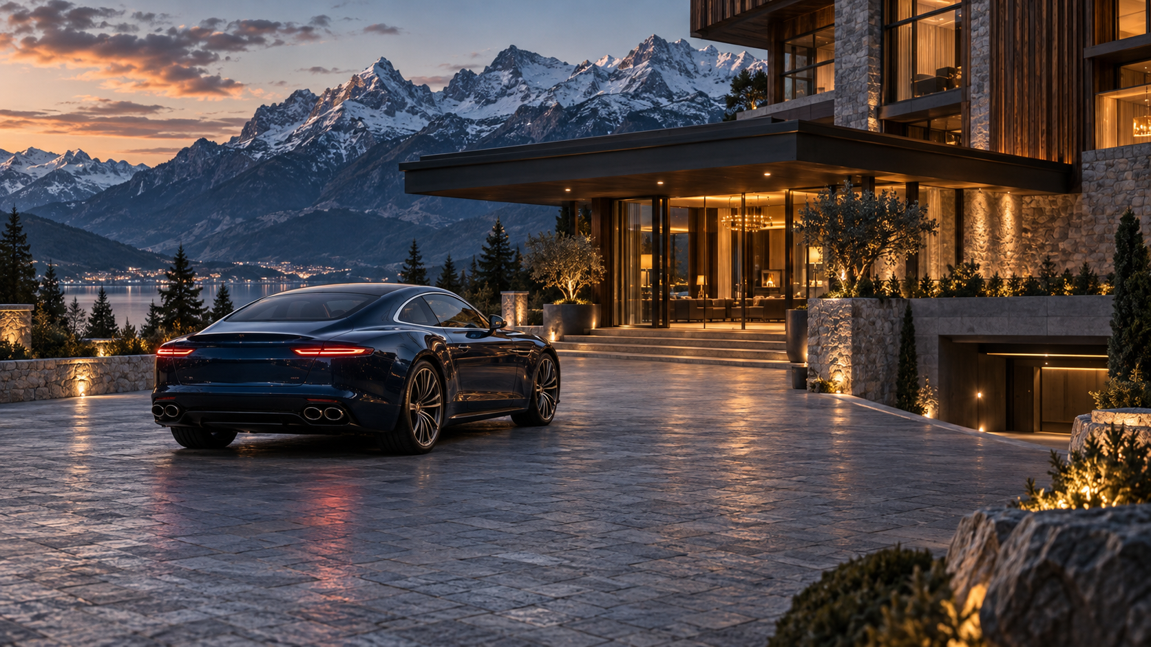 Arriving at an Alpine hotel after a day on the passes
