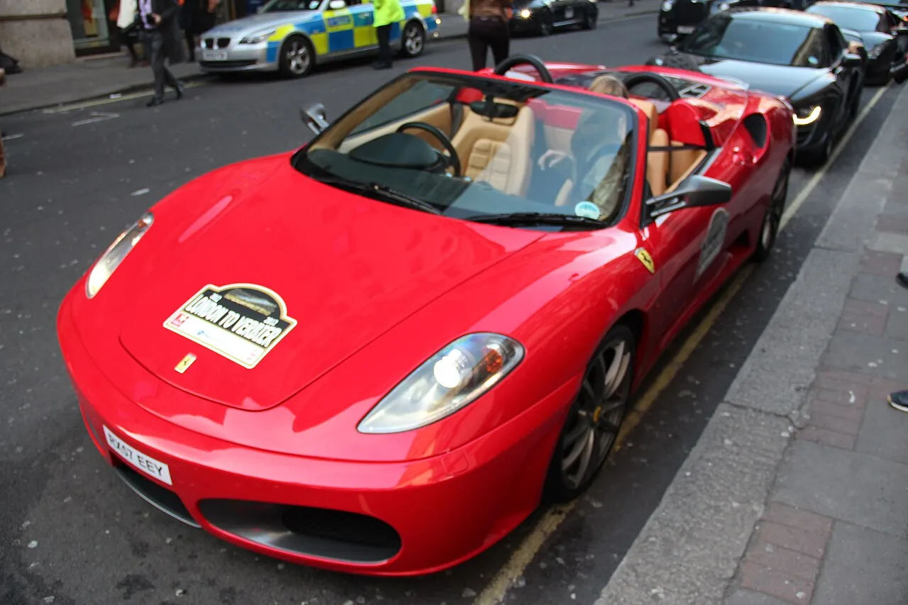 Ferrari F430 Spider lined up for a London to Verbier supercar rally