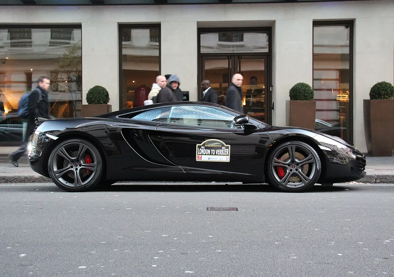 McLaren MP4-12C wearing its rally plate before the start